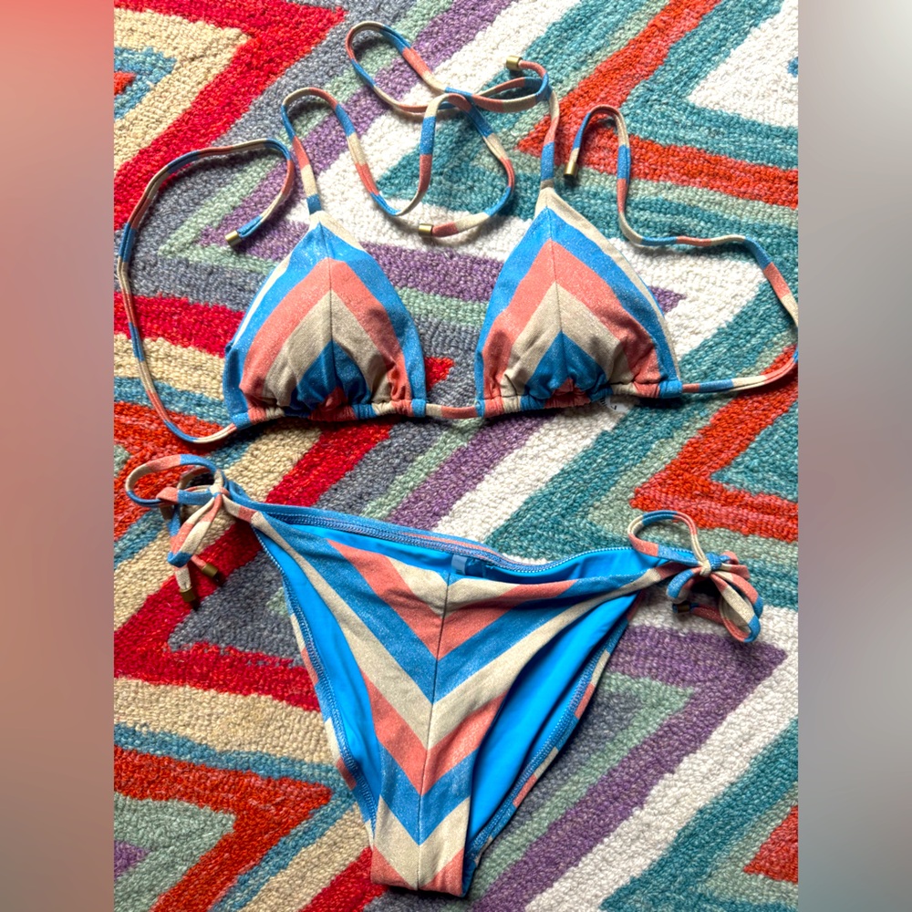 Vitamin A striped chevron zig zag shimmer lurex metallic bikini